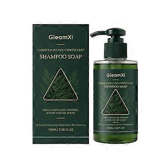 100 ml Usman Grass Shampoo-Seife mit Zypressenblatt-Einlage, klärendes Shampoo, ölregulierendes, volumengebendes, sanft reinigendes Haarwaschmittel für alle Haartypen