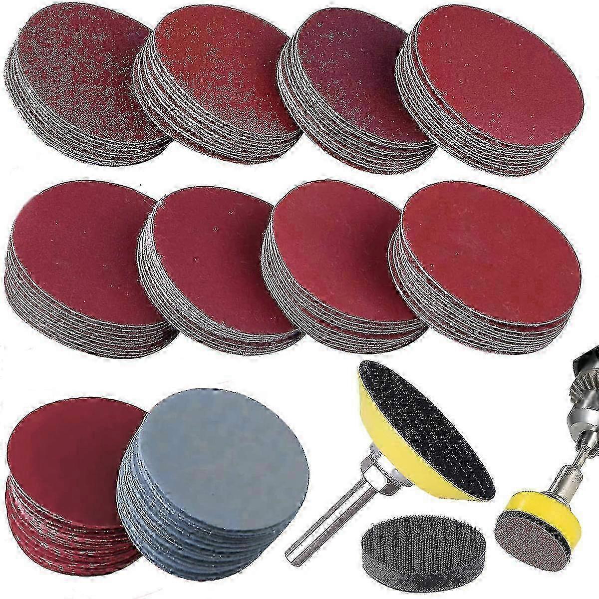 100-Count Sanding Discs Set with Sponge Backing for Precision Sanding