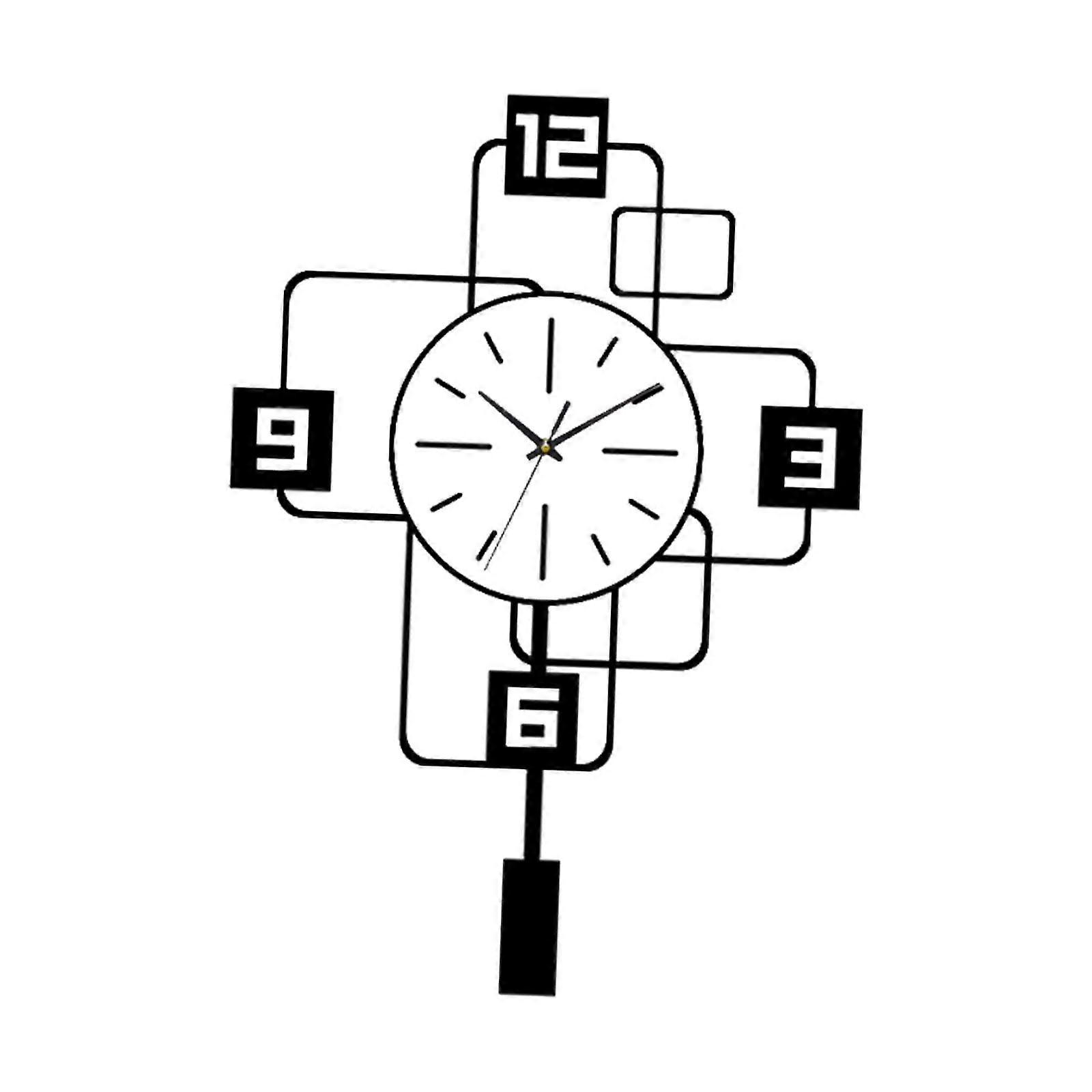 Wall Clock with Swing Pendulum,Hanging Clock Creative Modern Silent No Ticking