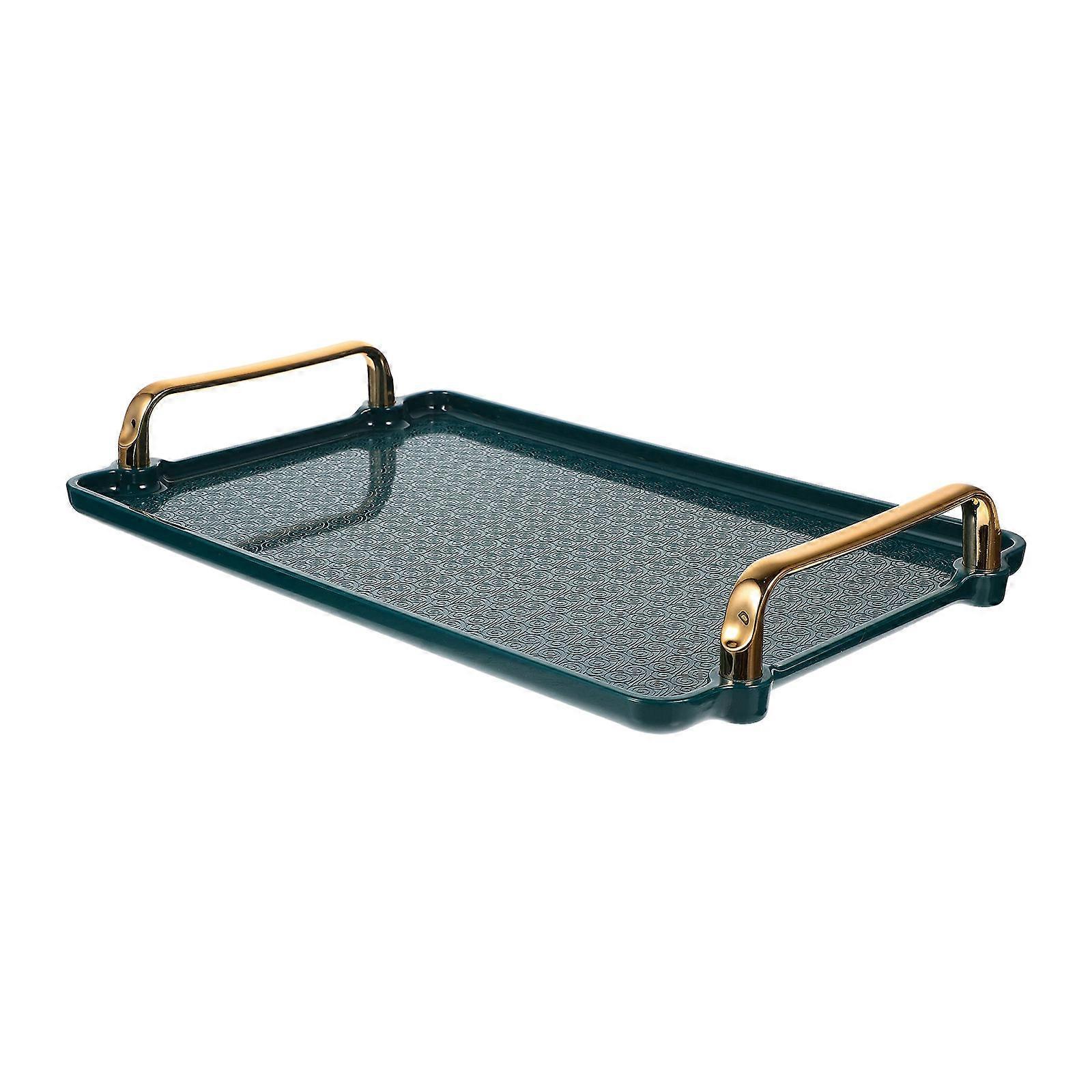 Green Rectangle Storage Tray Tray with Handles for Serving