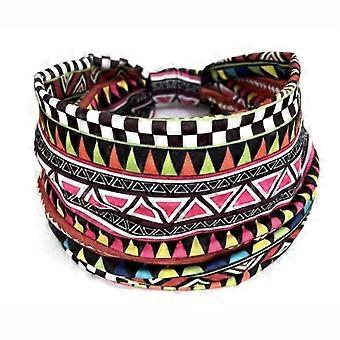 Fascia larga con stampa tribale africana, realizzata in tessuto morbido ed elastico, ideale per yoga, allenamento e corsa.