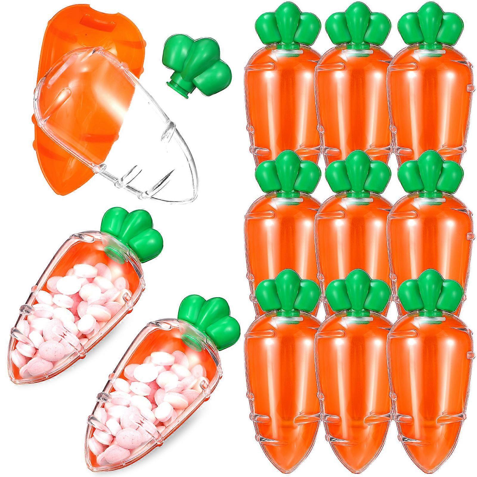 Easter Carrot Candy Boxes for Storage Use 12Pcs Plastic Candy Containers