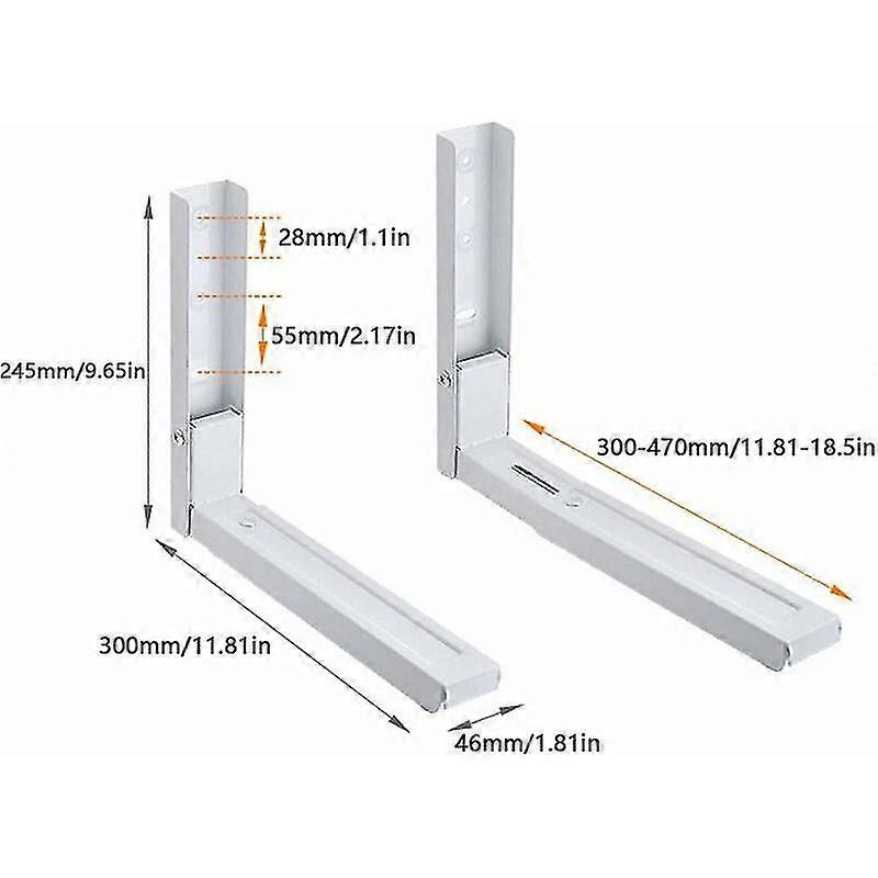 Microwave shelf for kitchen wall - universal 2-piece mounting kit