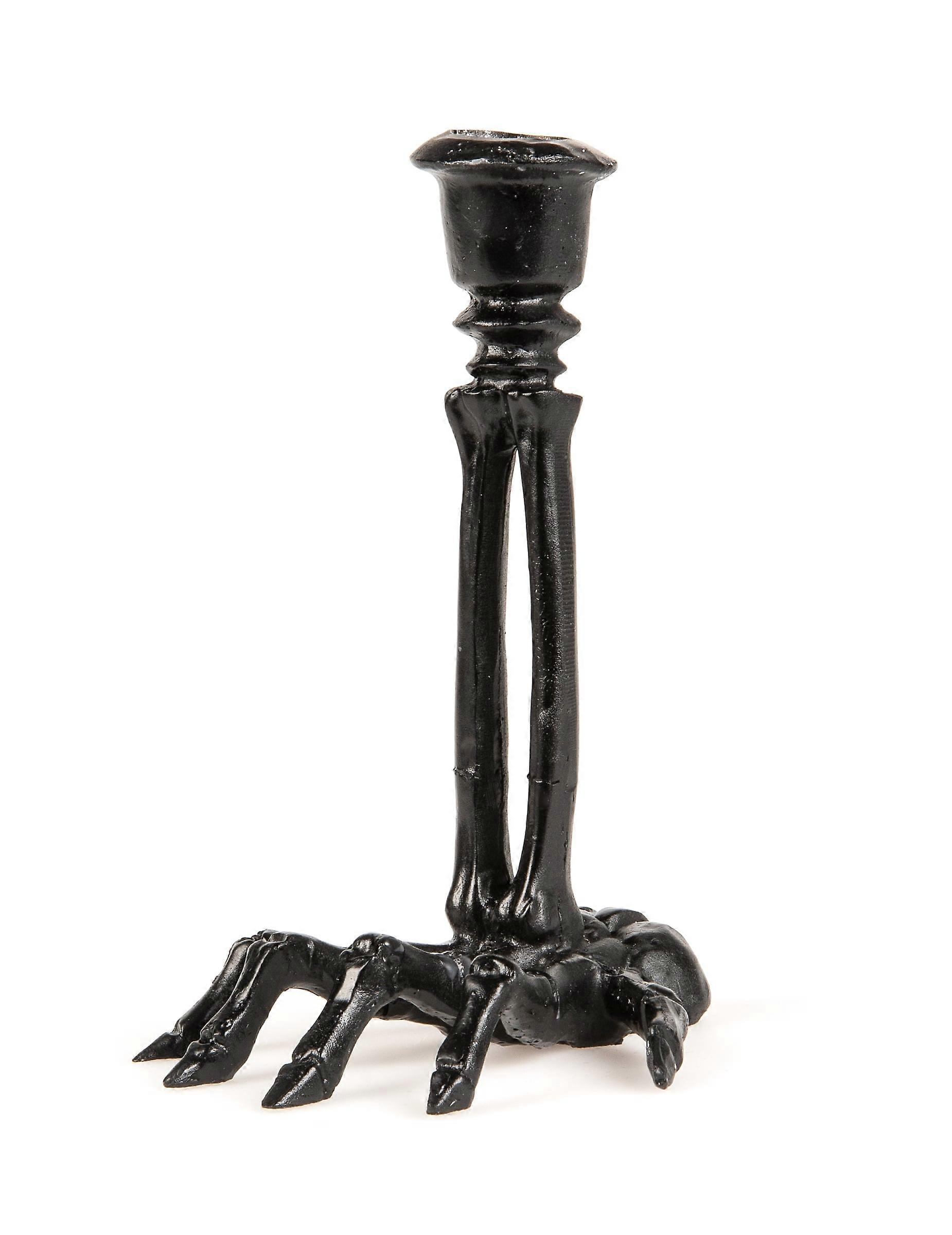 Black skeleton resin candlestick 16 cm