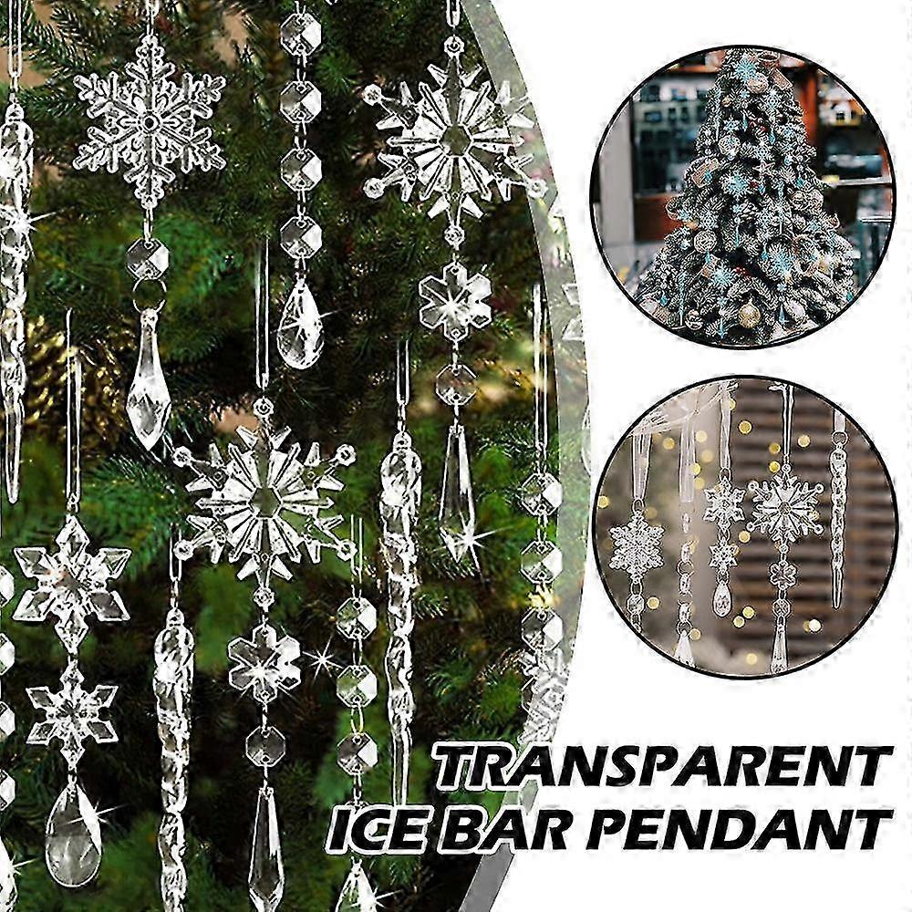 18pc Acrylic Crystal Snowflake Ornament Set