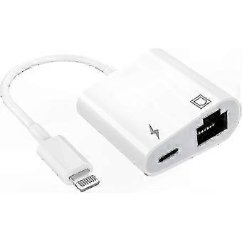 Adaptador Ethernet LAN 2 en 1 con puerto Lightning y puerto de carga, solución de red compatible YF.