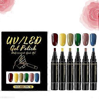 6 Colors Tipelle Nail Polish Pen Set, 1set 6 — Long-Lasting for Skincare & Makeup