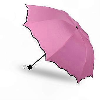 UV Protection Compact 3-Fold Travel Umbrella, Black Coated, Lightweight with Waterproof Windproof Frame