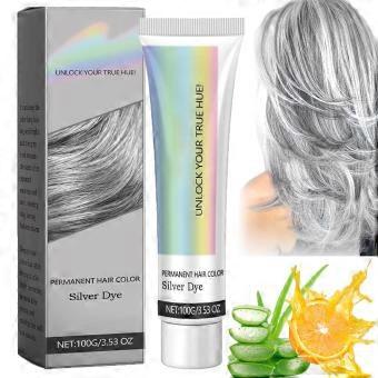 2 in 1 Natural Silver Hair Dye Cream for Grey Coverage with Nourishing Essence Care 1PCS
