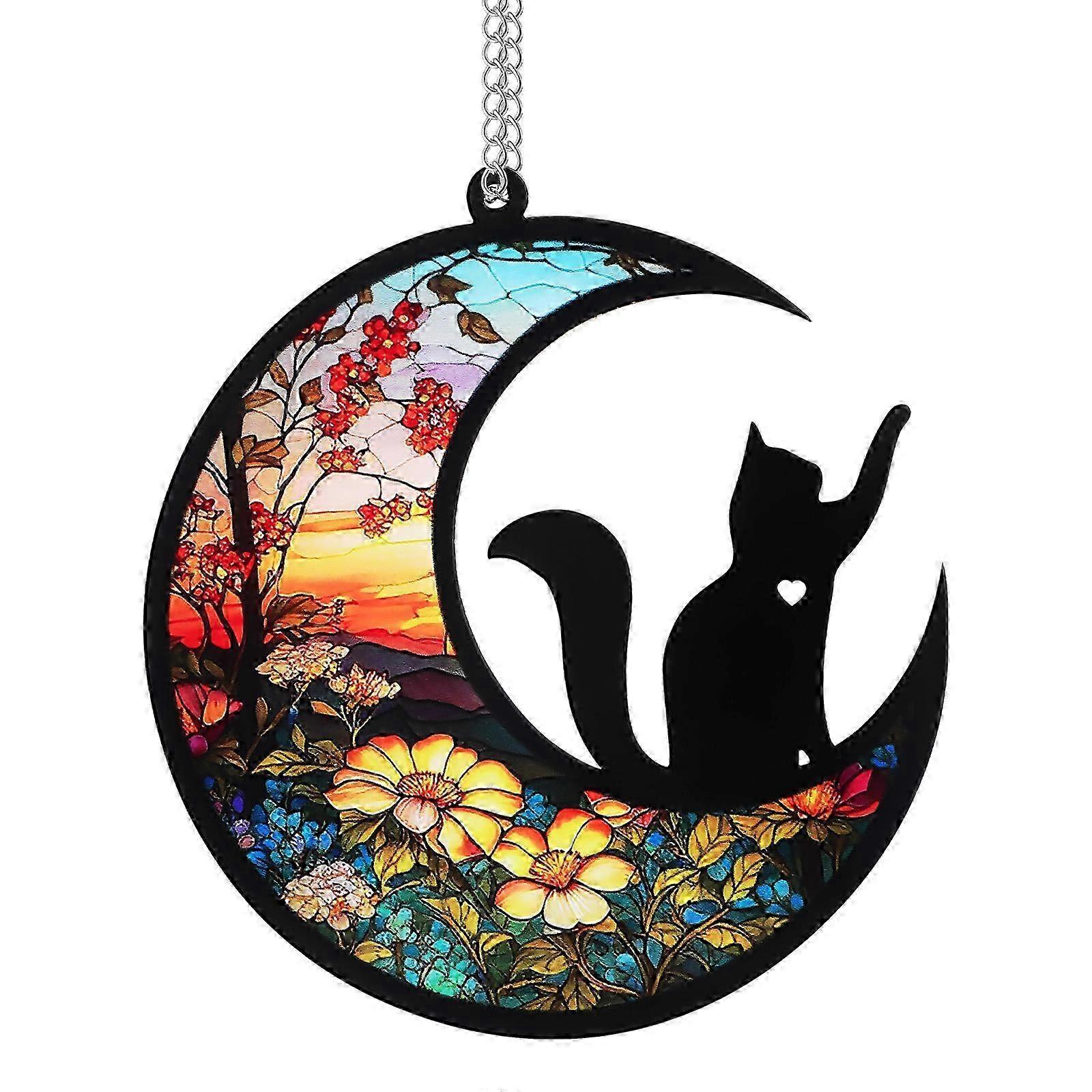 Cat Moon Window Sun Catcher