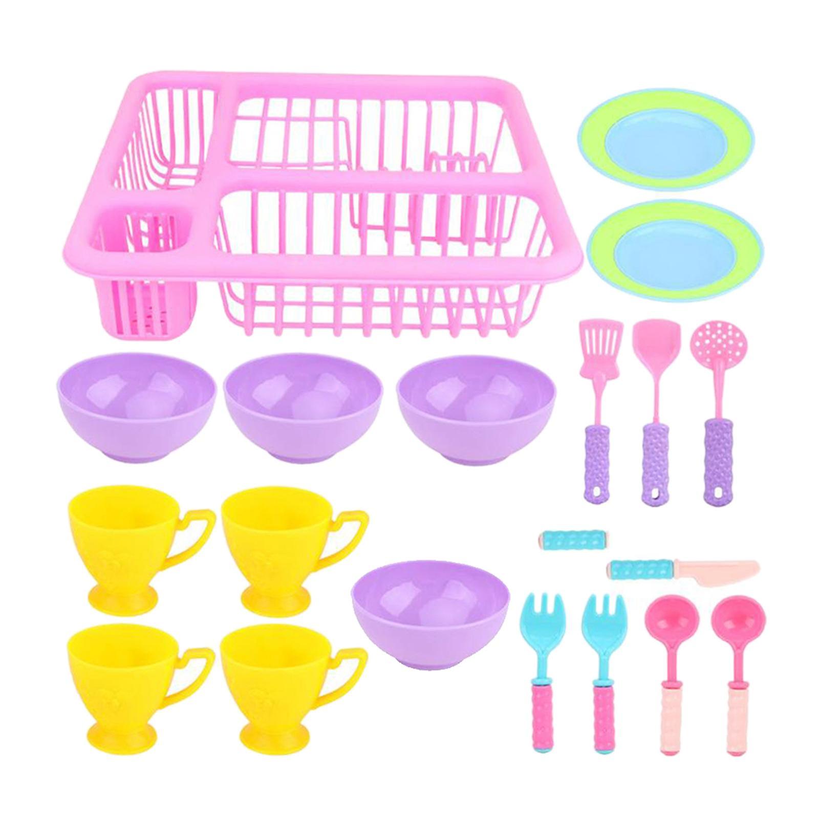 21pcs Kitchen Tableware Play Set with Drain Basket
