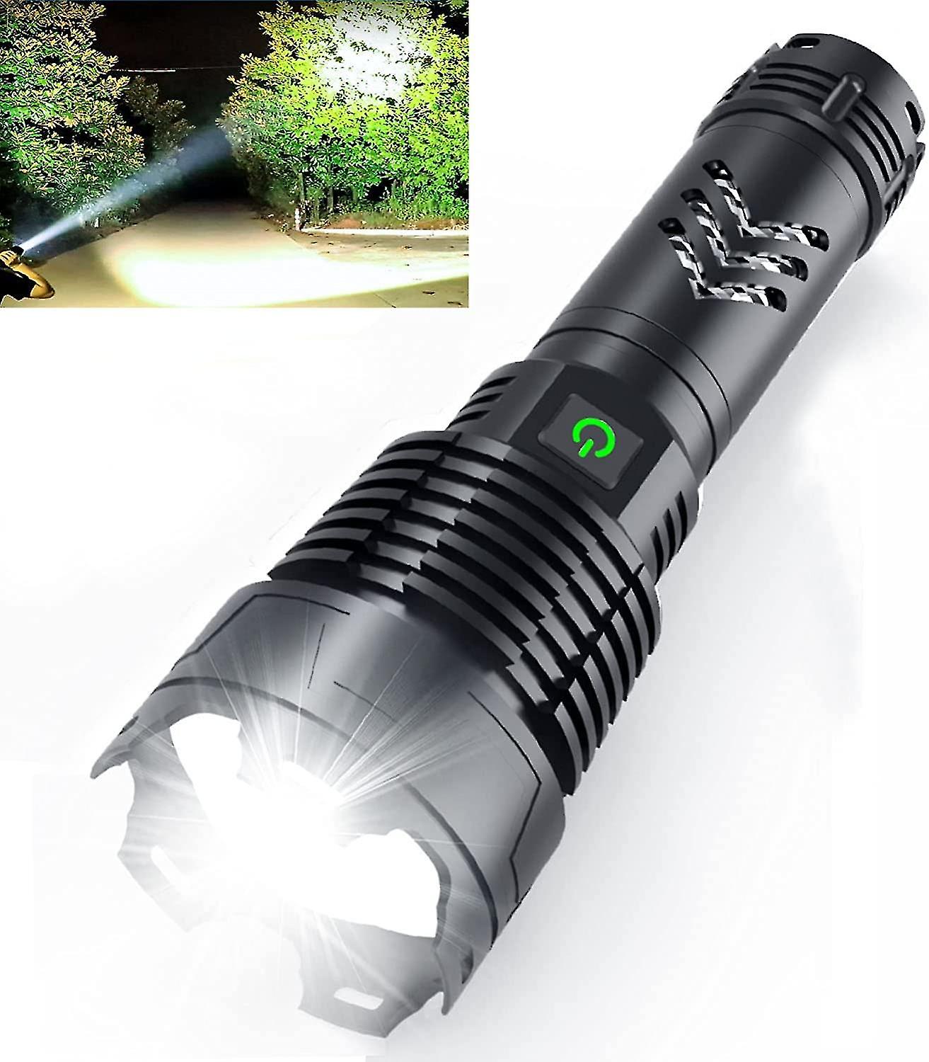Rechargeable Led Flashlight 120,000 High Lumens, Powerful Powerful Xhp160.2 Zoomable Ipx5 Waterproof Super Bright Flashlight With 5 Modes