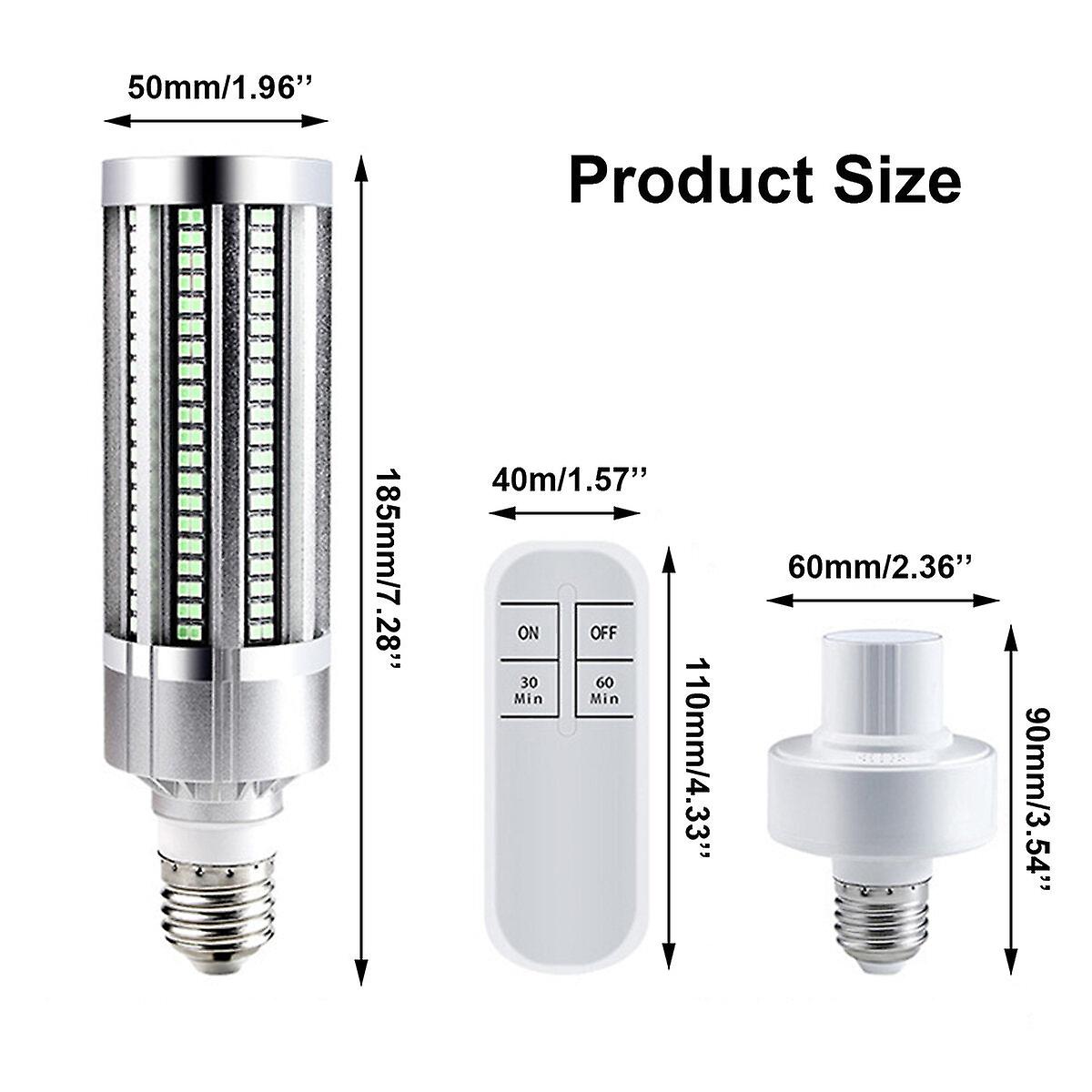 60W Uv Disinfection Lamp With Timer Control - Home Germicidal Sterilization Bulb