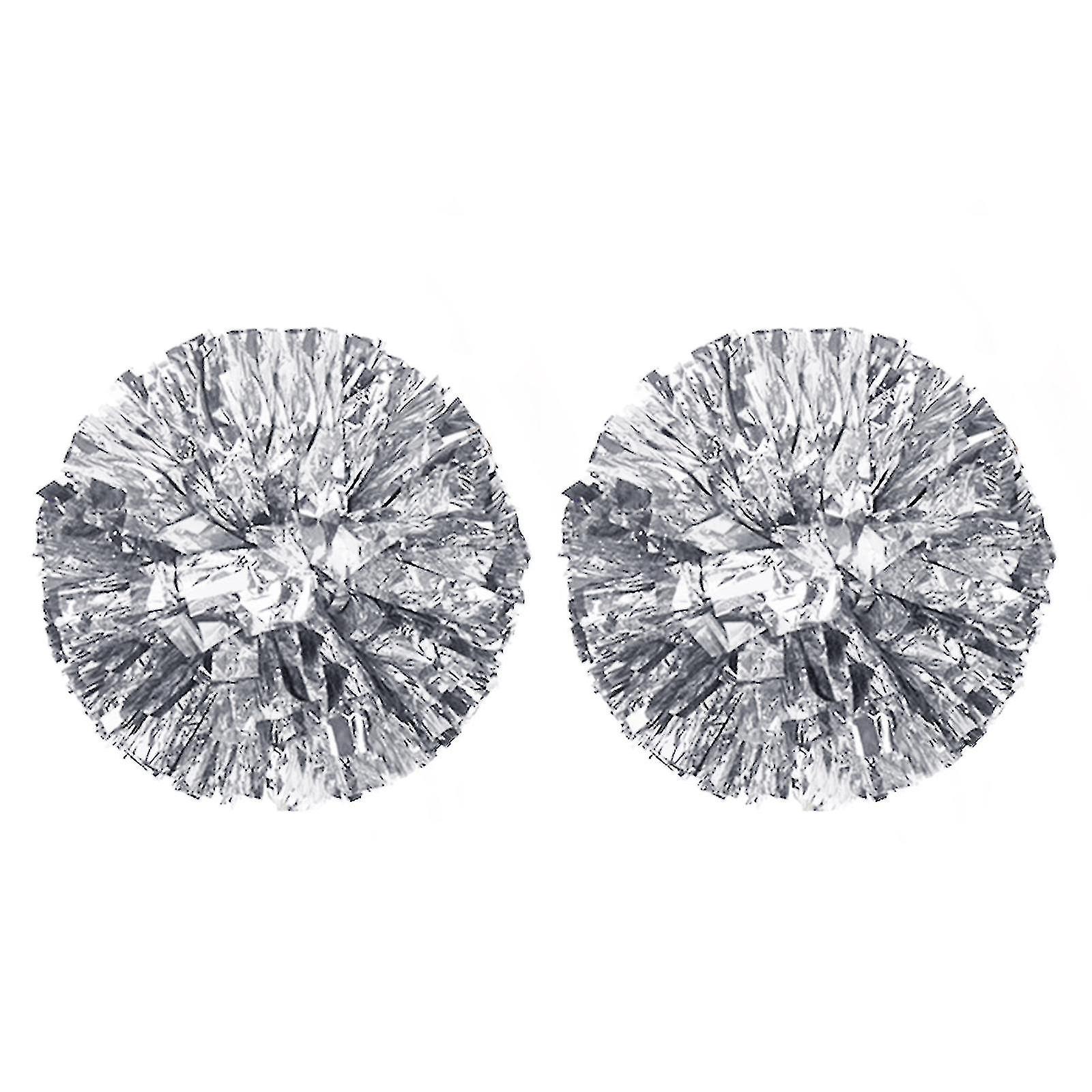 2 حزمة معدنية التشجيع بوم بوم المشجع فرقة التشجيع Pompoms الرقص يهتف البلاستيك بوم بومز للرياضة فريق روح الهتاف