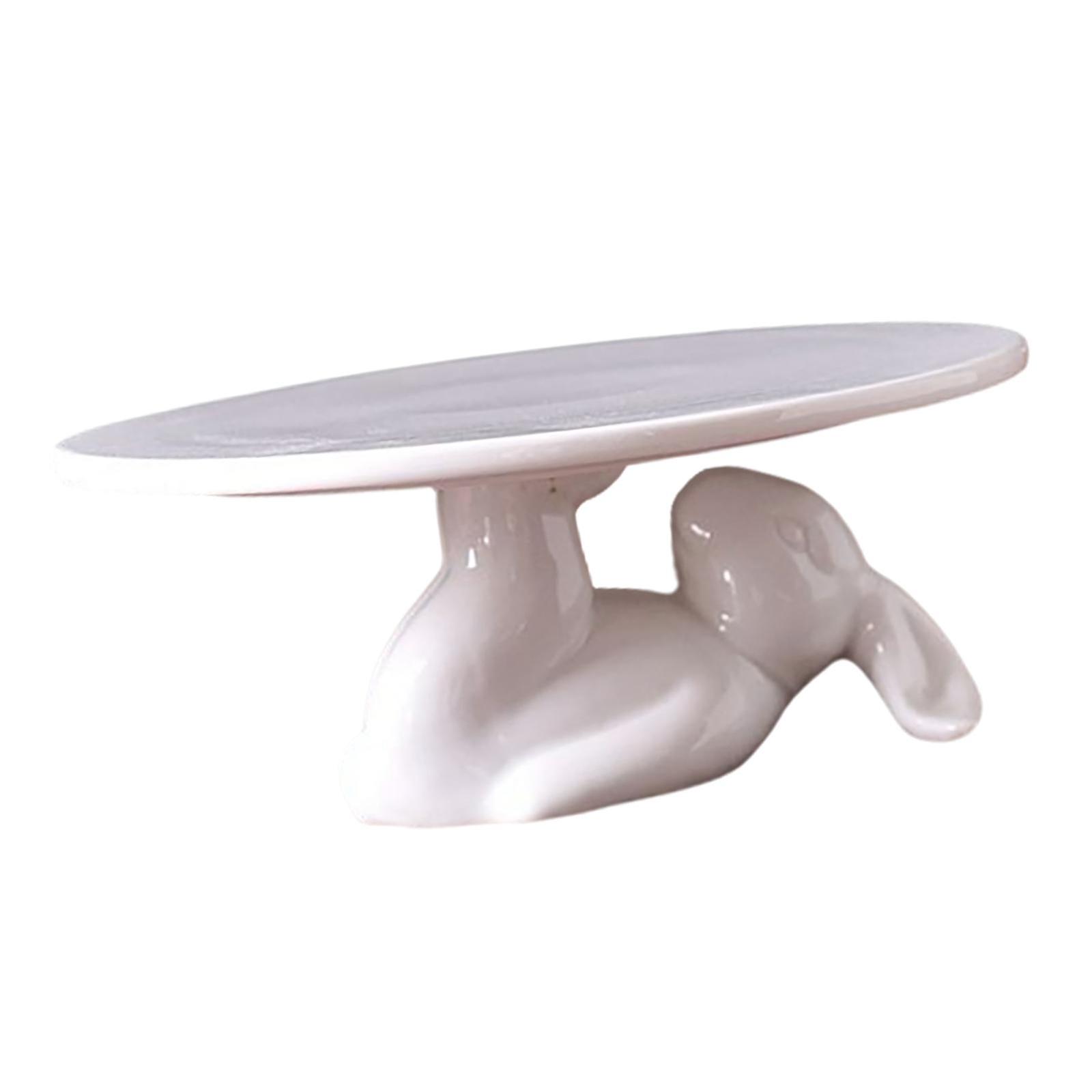 Rabbit Shape Ceramic Cake Stand Dessert Table Plate Multifunction for Bakery