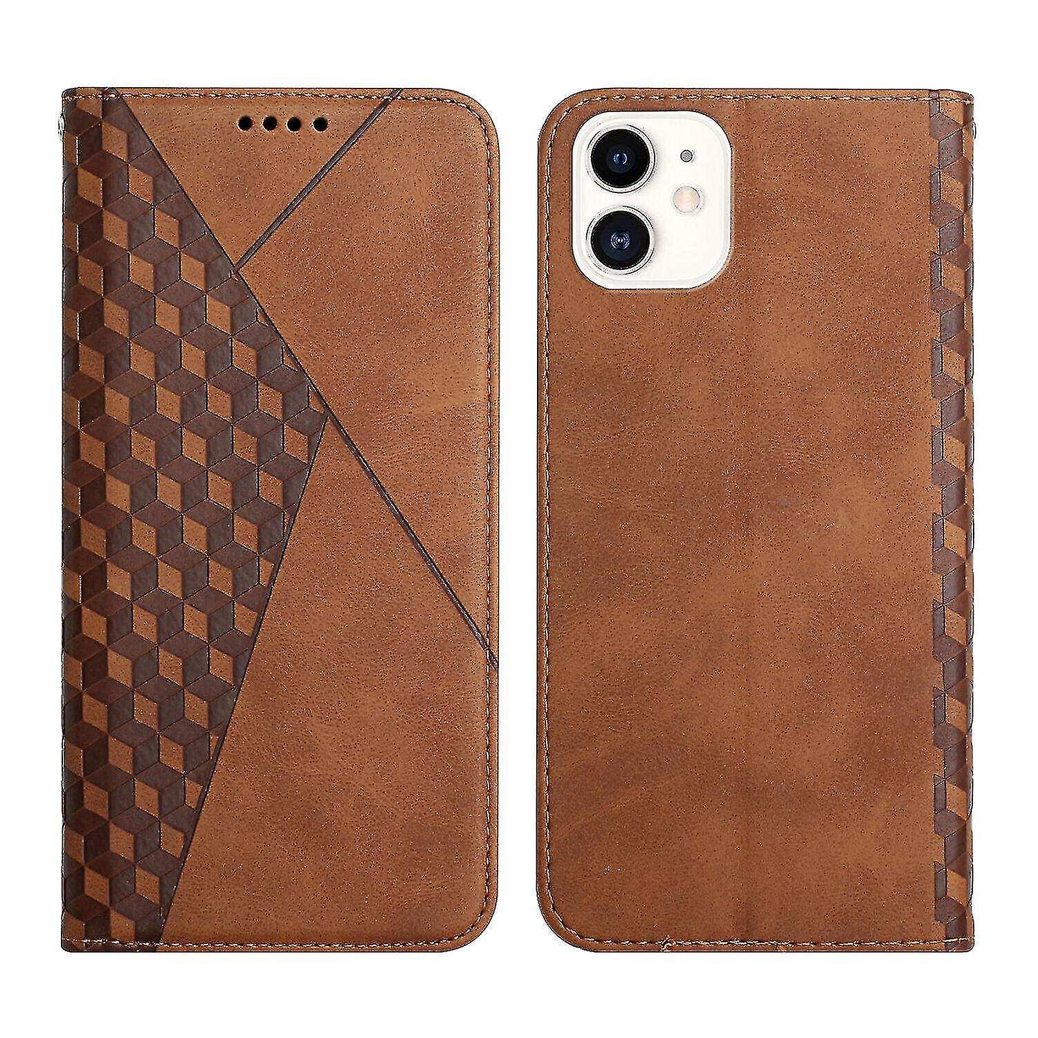 Compatible With Iphone 12 Mini Case Premium Cover Magnetic Leather Folio Etui Coque - Brown