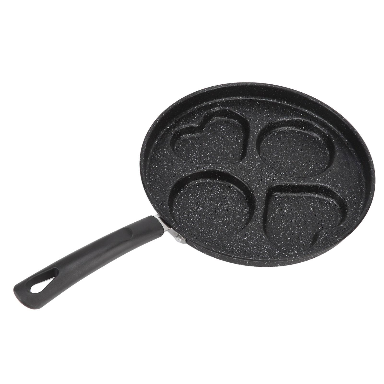 Egg Frying Pan 4 Cups Stick Proof Even Heating Iron Breakfast Cooker Pan 4-Cups Burger Pan for Pancake Bacon Burger for Gas Stove and Induction Hob