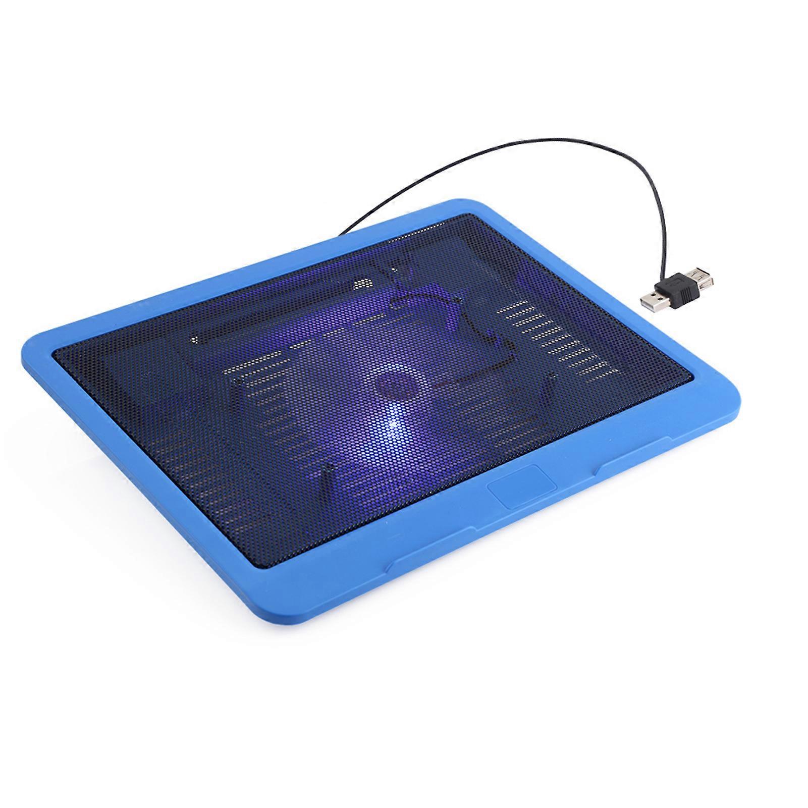 Laptop Cooler Cooling Pad Base Big Fan USB Stand for 14" or Below Notebook Blue