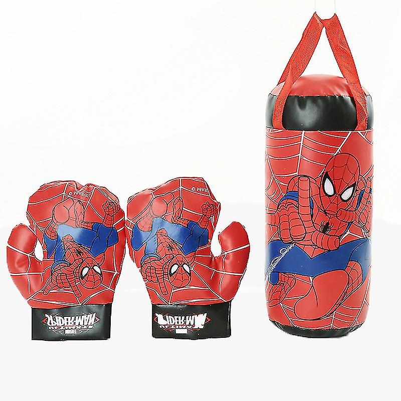 أطفال الأولاد الرجل العنكبوت حقيبة الملاكمة قفازات اللكم مجموعة لعبة هدية1