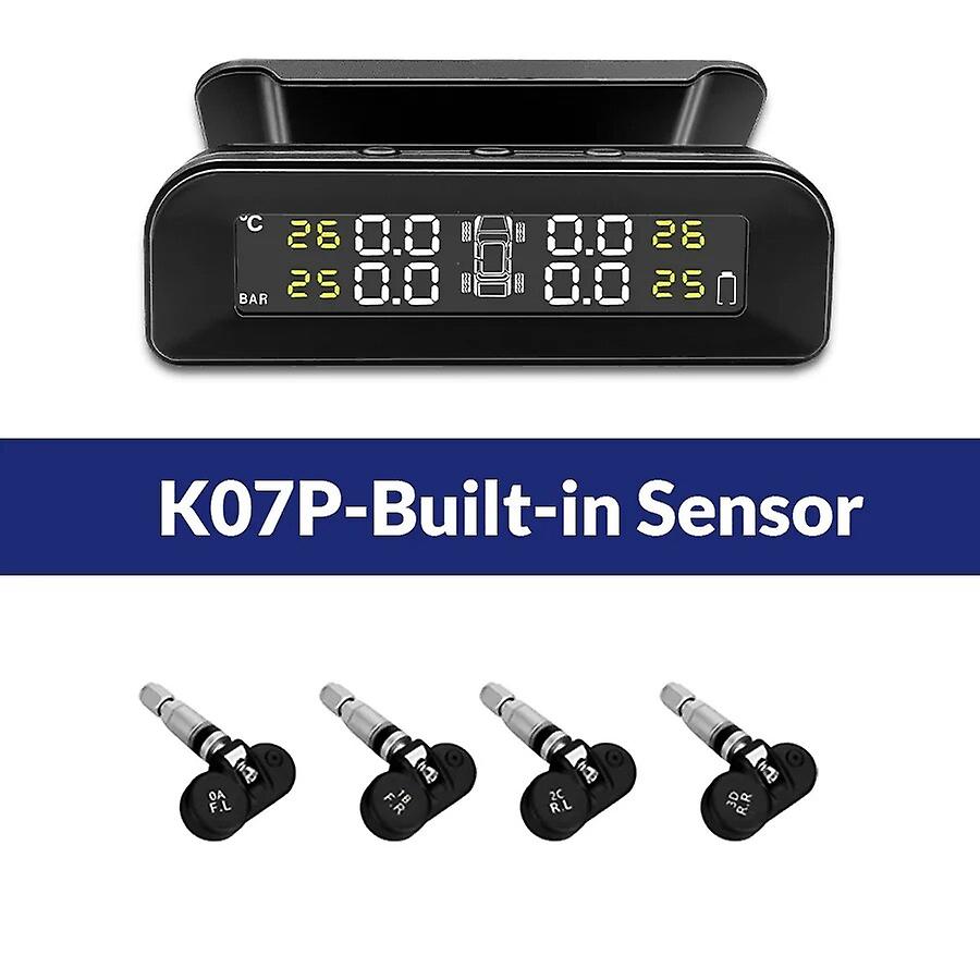 Acceo Car Tpms Tyre Pressure Monitoring Solar Power Digital Lcd Display Temperature Warning Auto Security Alarm Systems 4 Sensor