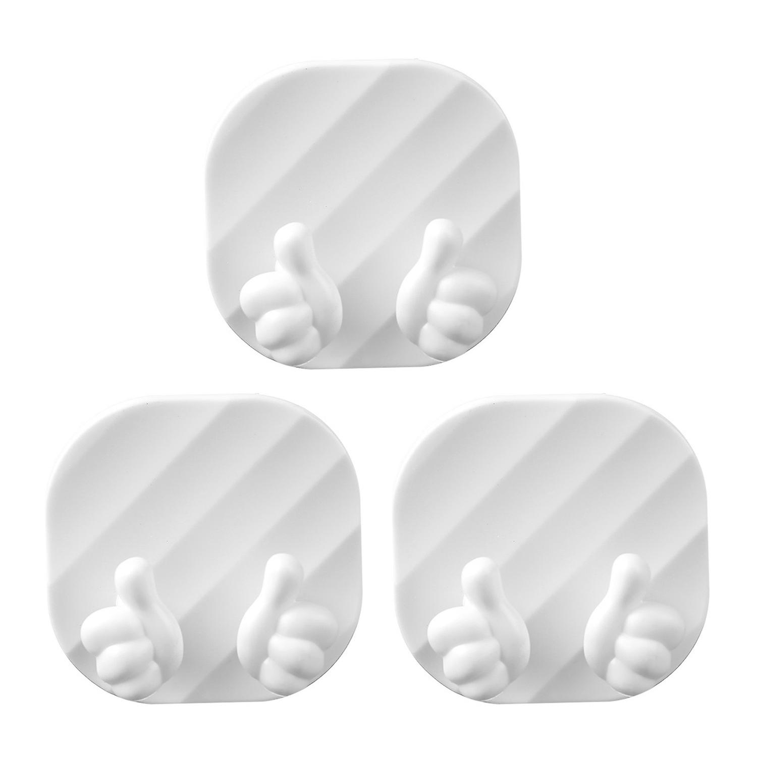 3Pcs Power Cord Hooks Punch Free Self Adhesive Good Smooth Edge Thumb-shaped Power Cord Storage Hook