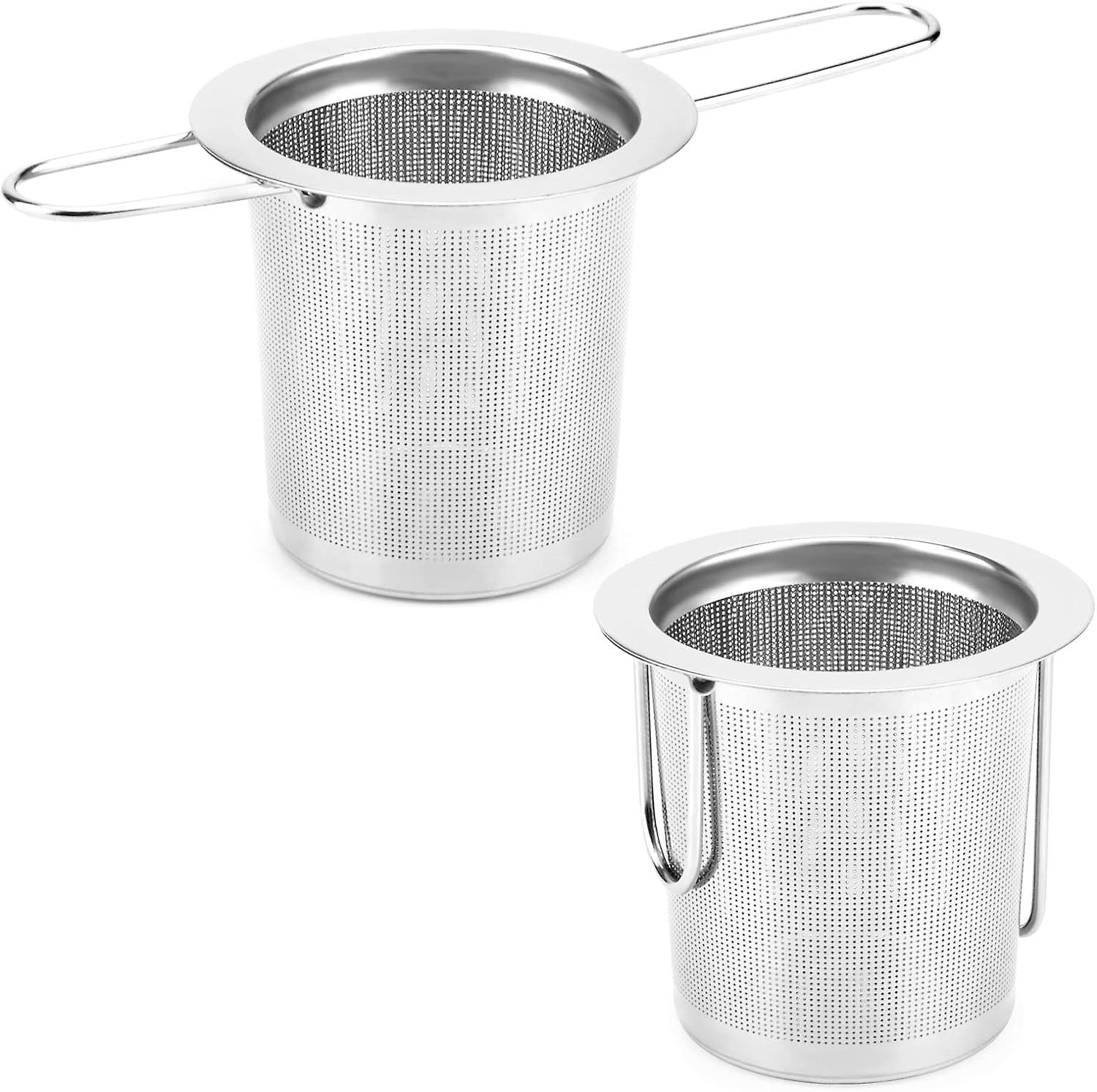 ZENGO 2Pcs Stainless Steel Tea Strainer, Fine Mesh Tea Diffuser Long Handled Tea Strainers