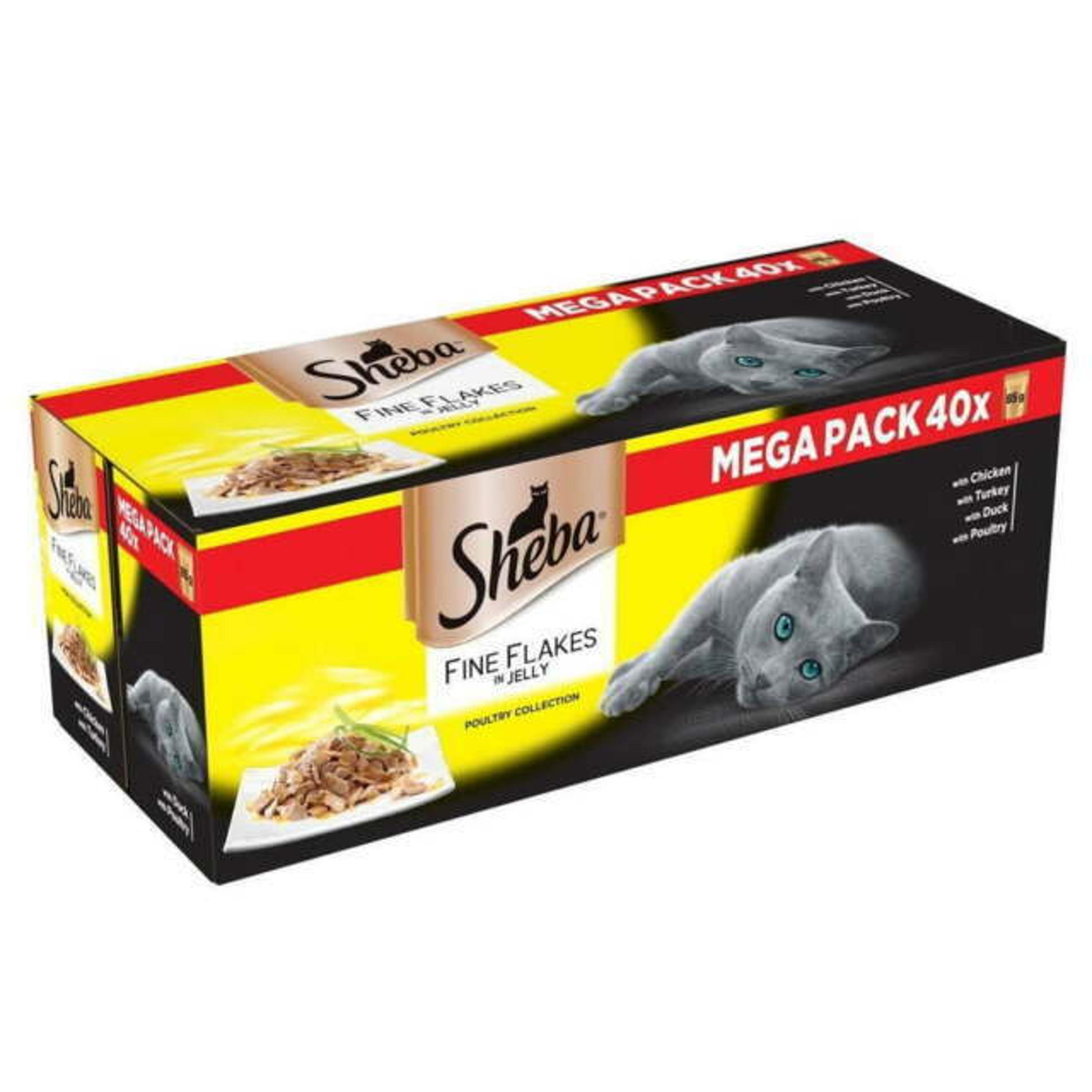 Sheba Fine Flakes Poultry Collection In Jelly Cat Food (40Pk) 85g