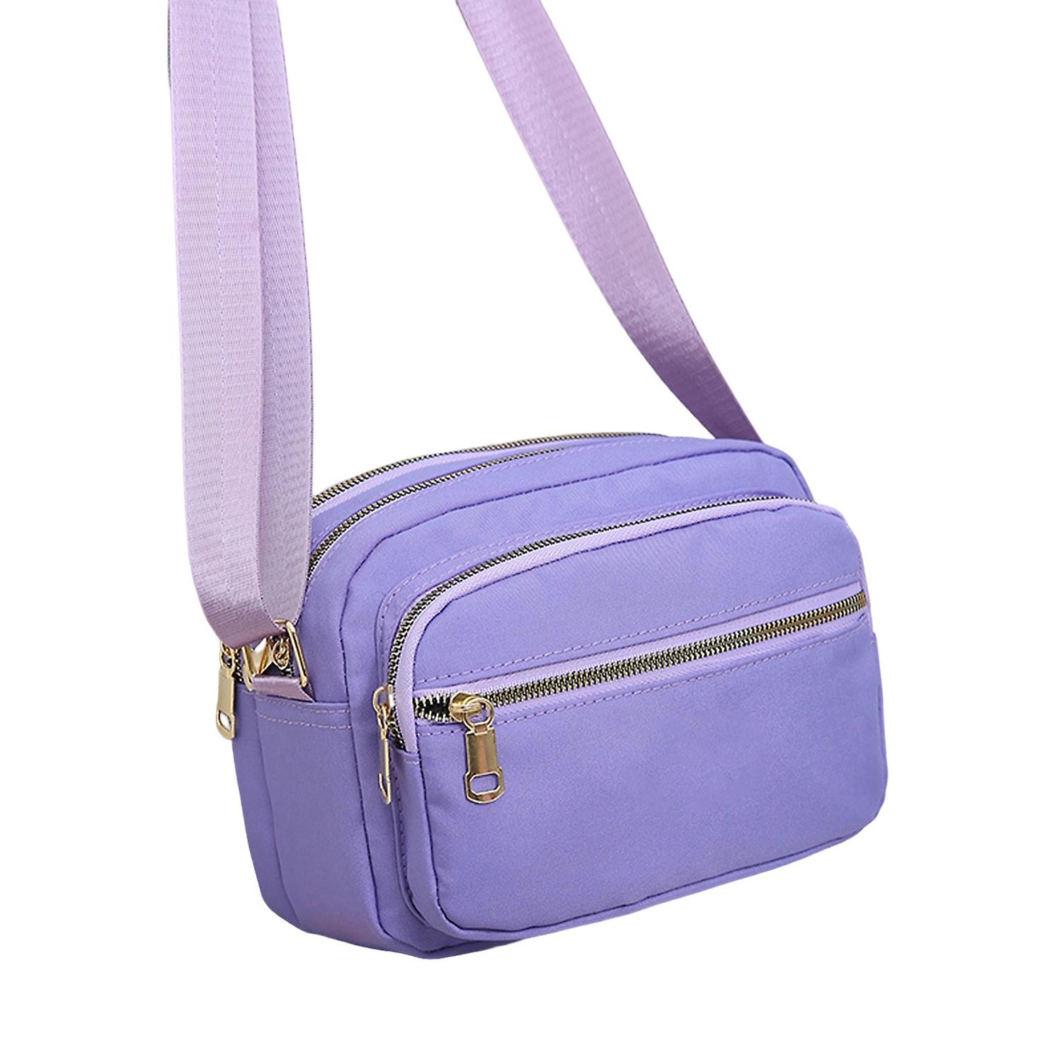 Shoulder Bag Zipper Solid Color Wide Strap Multi-layer Portable Store Phone Waterproof Washable Ligh