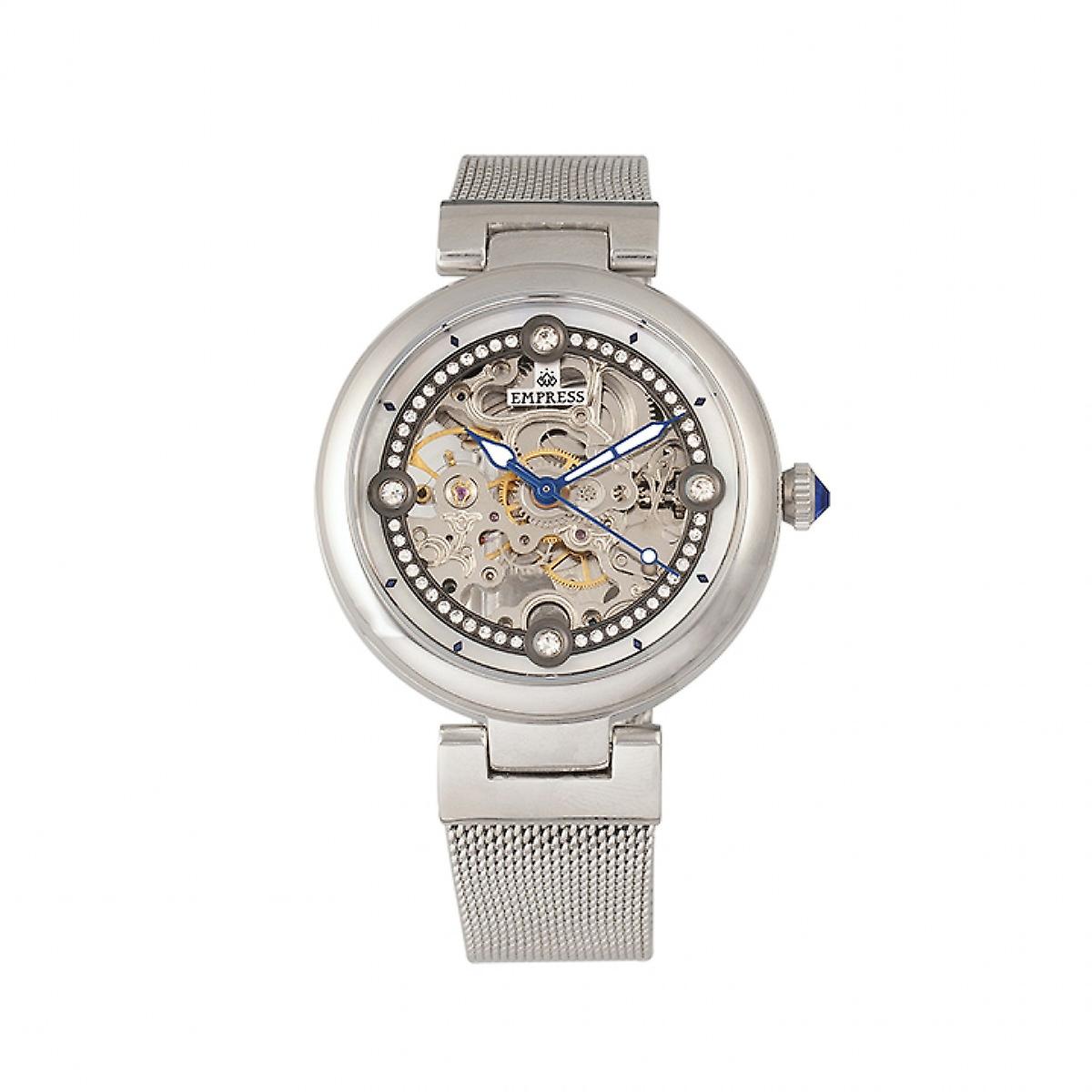 Empress Adelaide Automatic Skeleton Mesh-Bracelet Watch - Silver