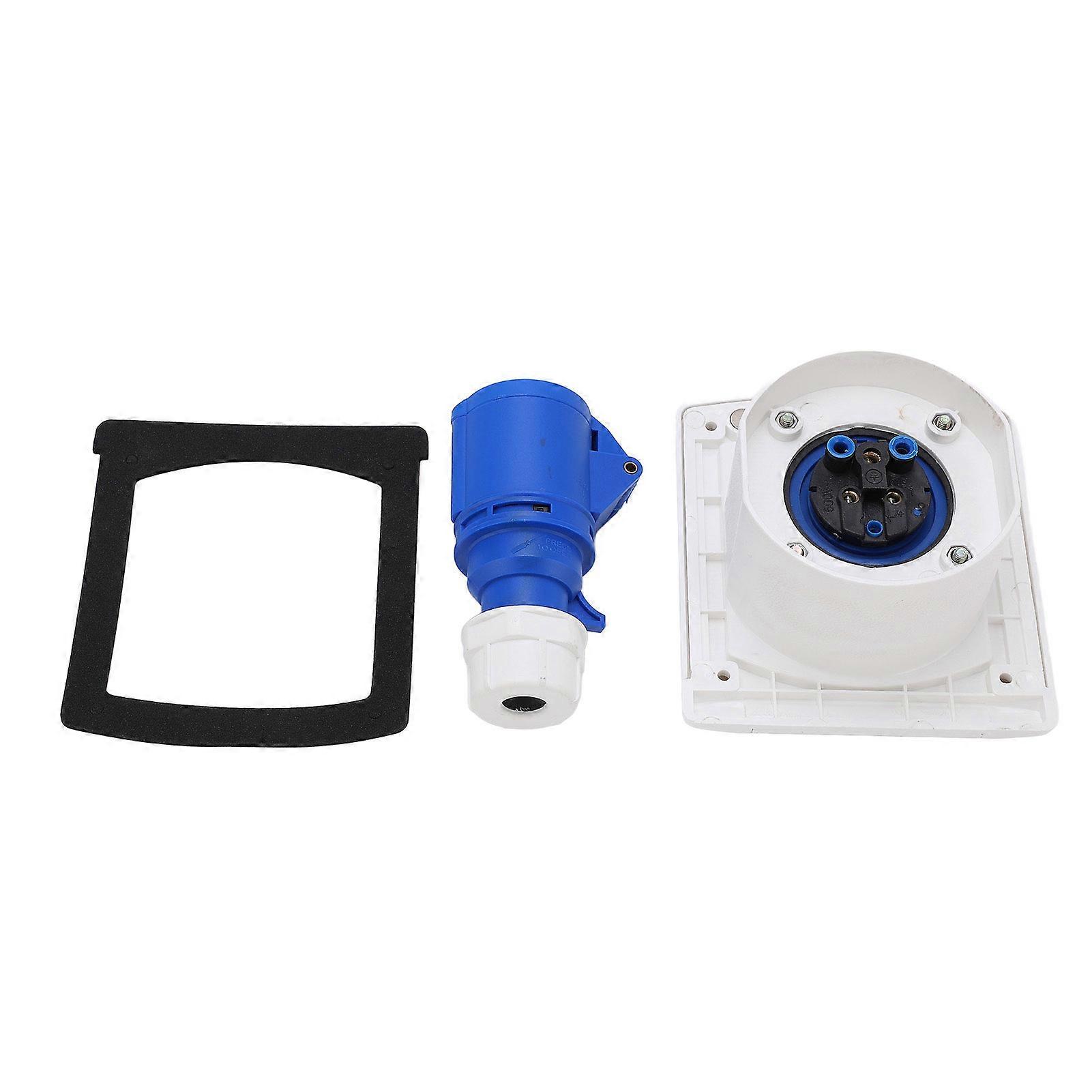 RV Power Outlet 3 Pin External Waterproof Plug Socket Embedded Mounting 220V?250V 16AWhite