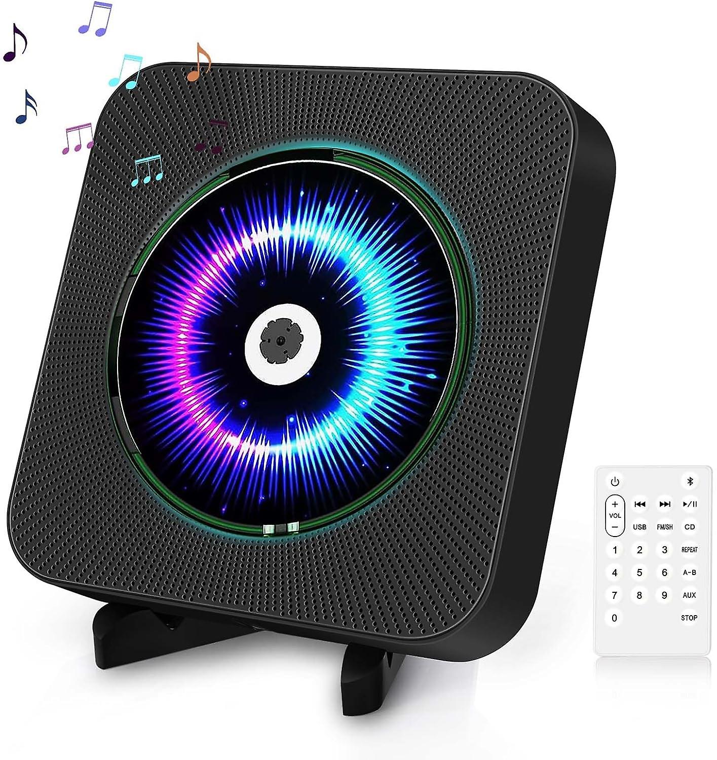 Cd Player With Fm Radio, Bluetooth Cd Player With Usb/aux Port, Adjustable Rack, Remote, Black Home Audio Music Player Personal Cd Players