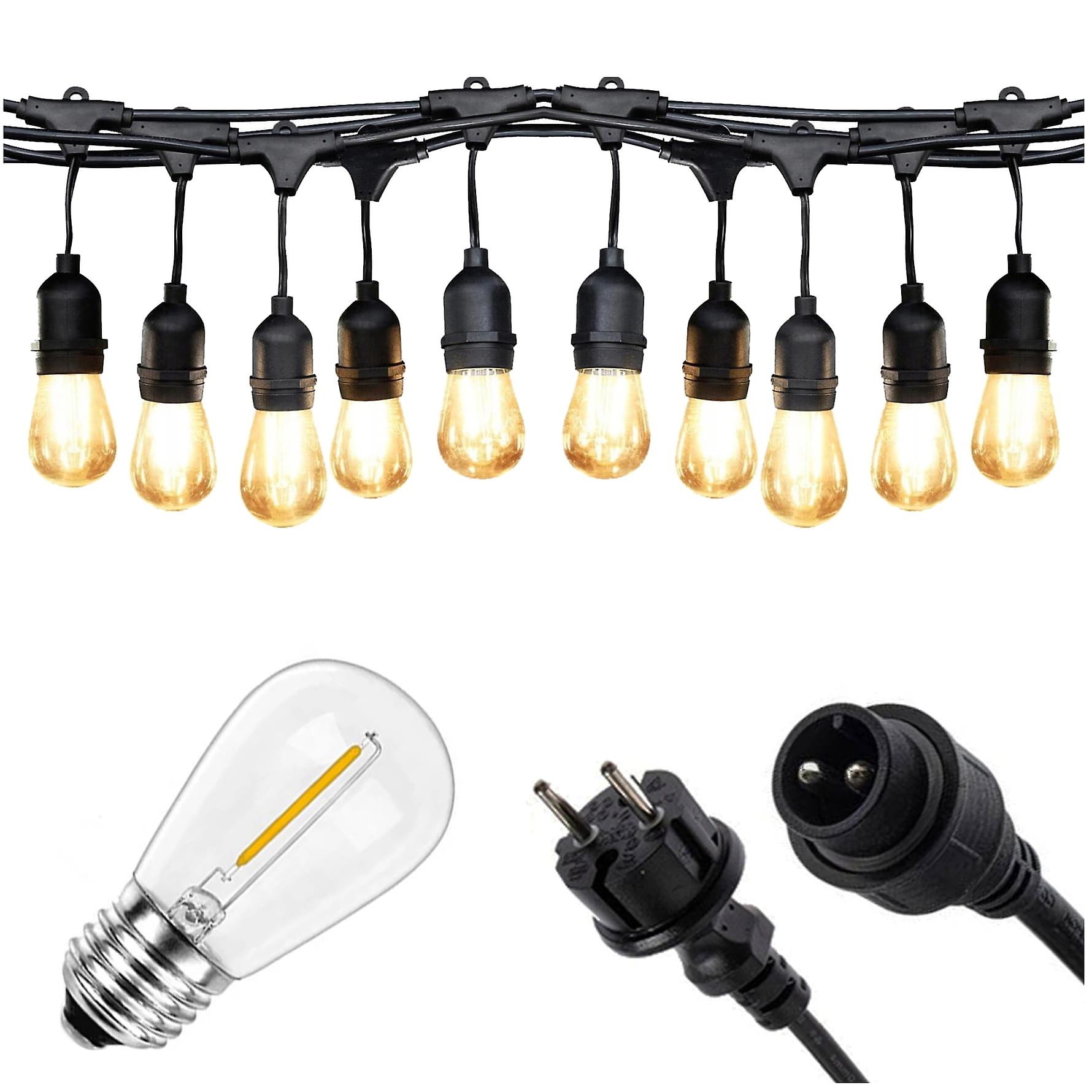 Guirlande lumineuse d’extérieur - câble à pointes - 10m - 10 lampes - blanc chaud