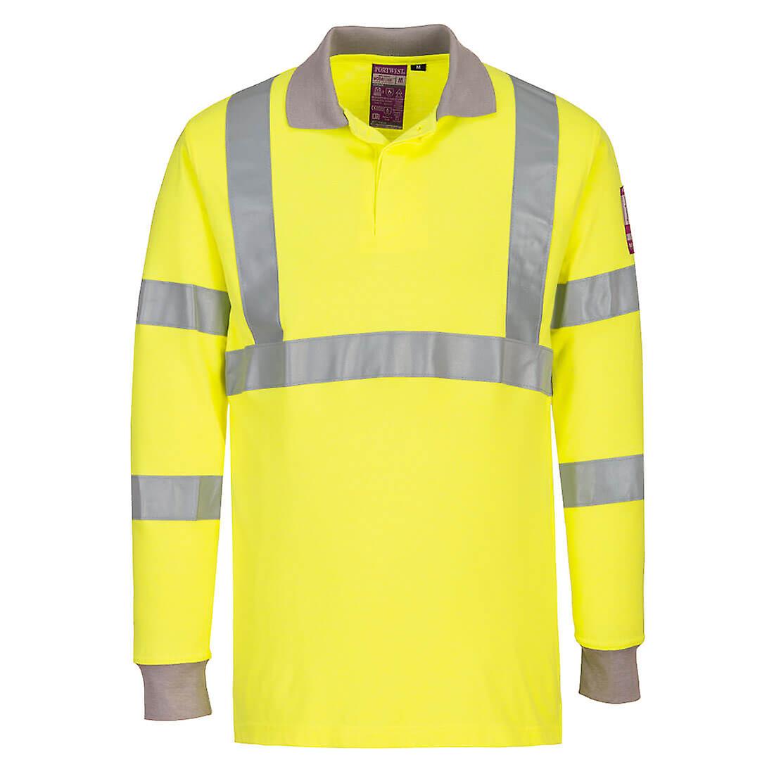 Portwest Fr77 Flame Resistant Anti-static Hi Vis Long Sleeve Polo Shirt