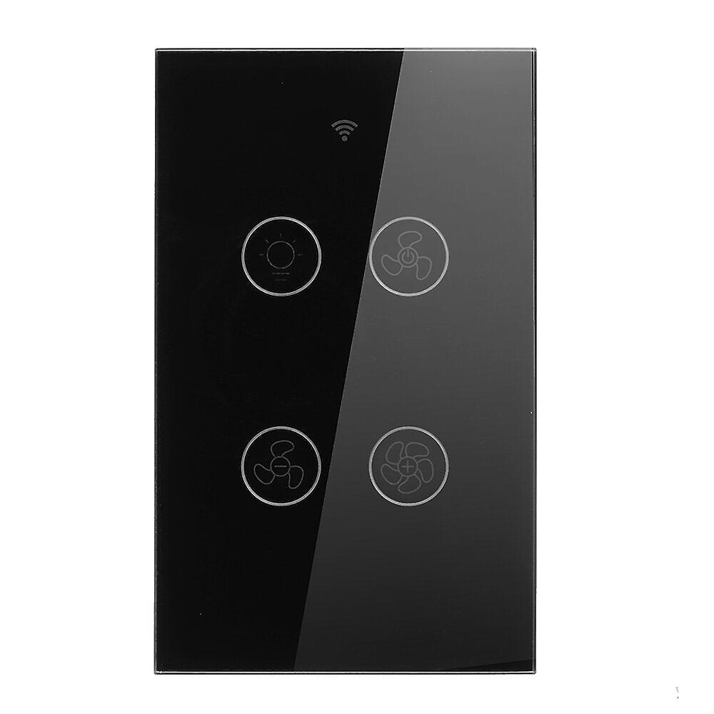 Black Wifi+rf Us Smart Ceiling Fan Light Switch 2/3 Way Control Smart Life/tuya App Rf Remote Speed Control Work With Alexa Google Home