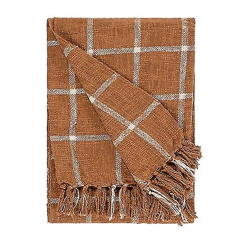 Yard Beni Checked Fringed Throw