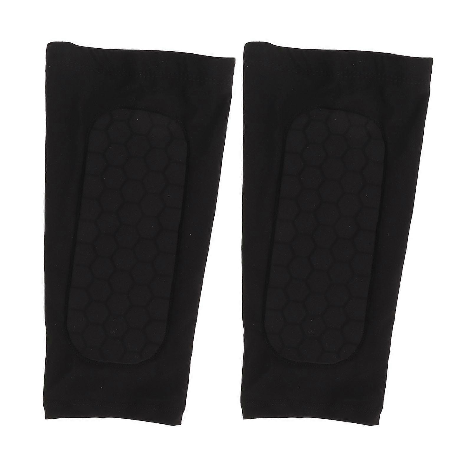 2PCS Soccer Leg Sleeves for Adults Anti Slip Breathable Calf Compression Sleeve Shin Guard Sleeve with Honeycomb Pad for Baseball Basketball Black XL