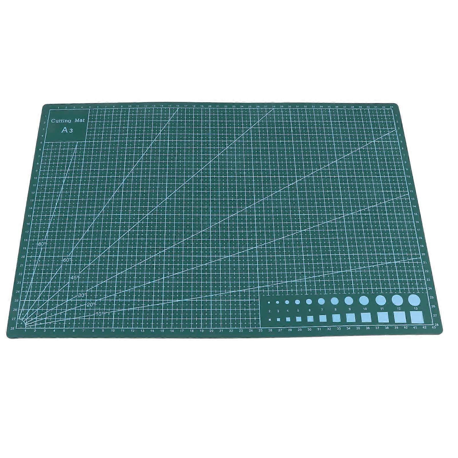 A3 Gitterlinien PVC-Schneidematte Selbstheilendes Papier Lederstoff Schneidebrett (Grün)