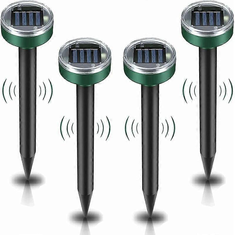 Zonne-mollenafweermiddel, 4 stuks ultrasone ongediertebestrijding-mollenbestrijding met IP65 waterdicht, afweermiddel tegen tuinmollen