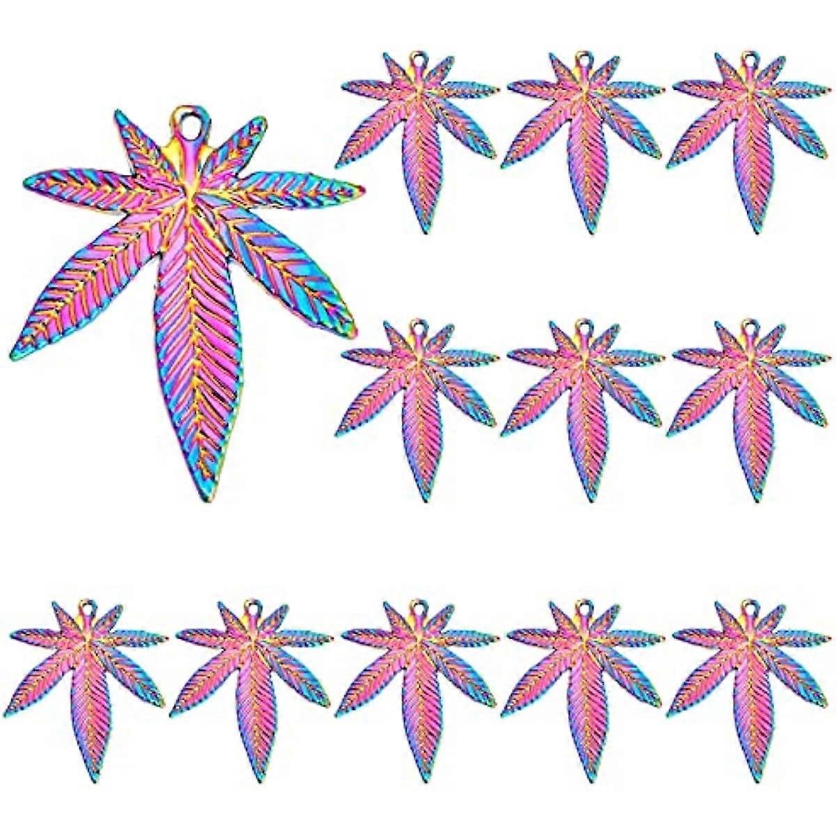 12pcs Maple Leaf Pendants Multi-Color Tree Leaves Charms Pendants Alloy Enamel Pendants 39x33mm
