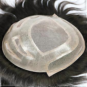 Lordhair Human Hair System for Men, Mens Toupee 0.03mm Thin Skin Hair Replacement System Base Size 8x10 Inch Light Medium Density Hairpiece