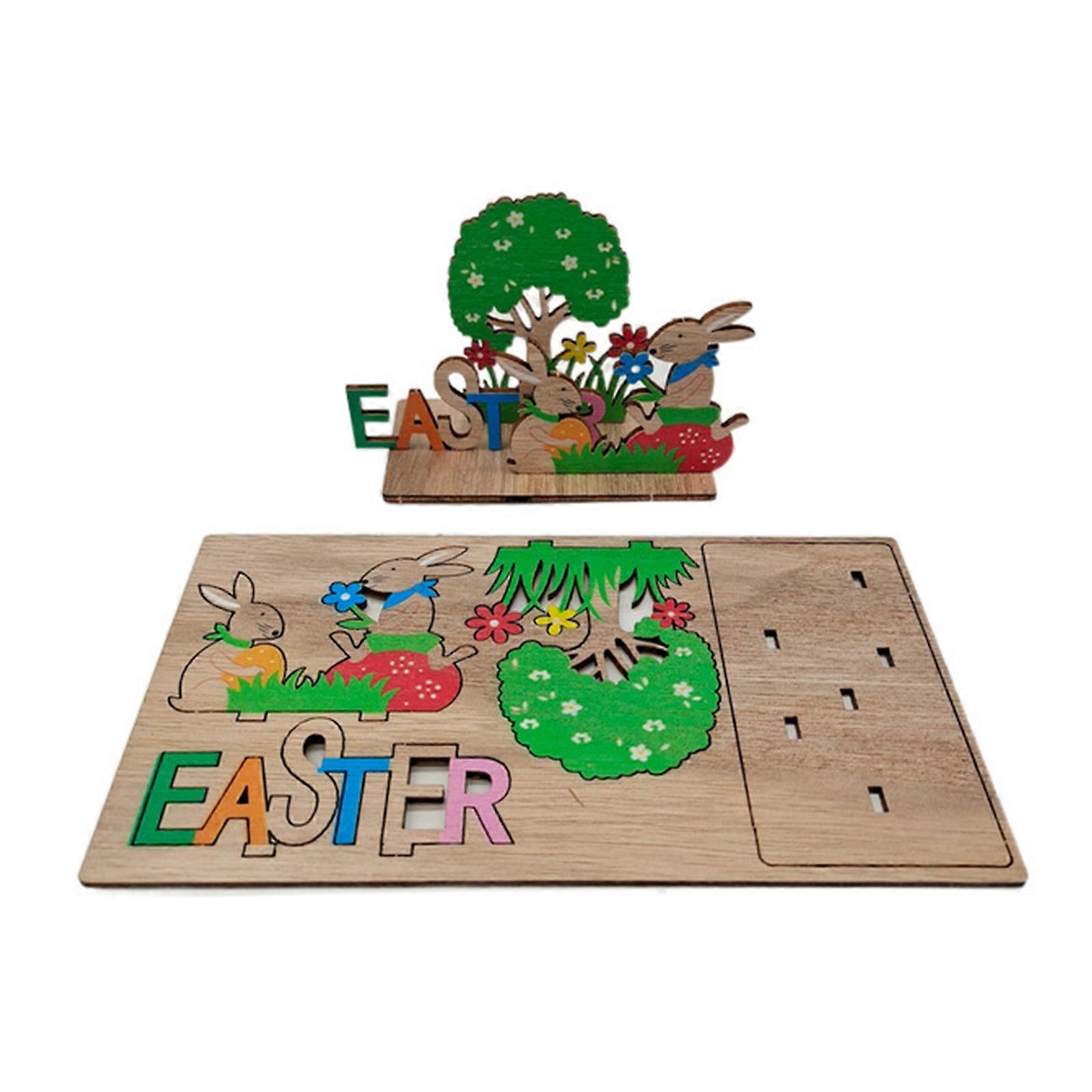 Easter Bunny Wood Decor Easter Tiered Tray Decorations
