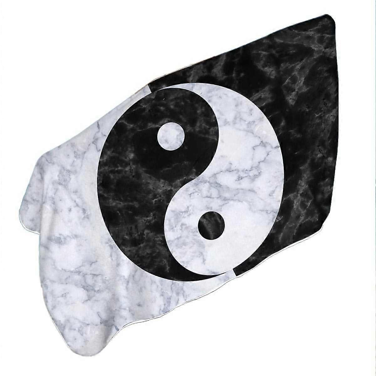 Mustavalkoinen marmori itämainen yin ja yan mikrokuituinen rantapyyhe