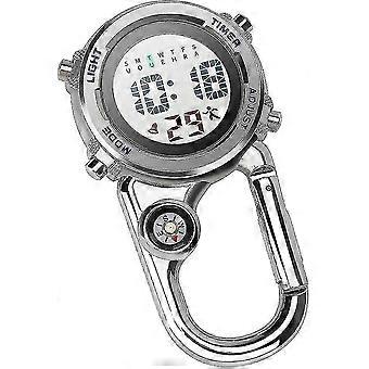 Carabiner Watch Digital Clip On Quartz Watch Multifunctional Carabiner Fob Watch Luminous Face Carabiner Watch With Compassblue