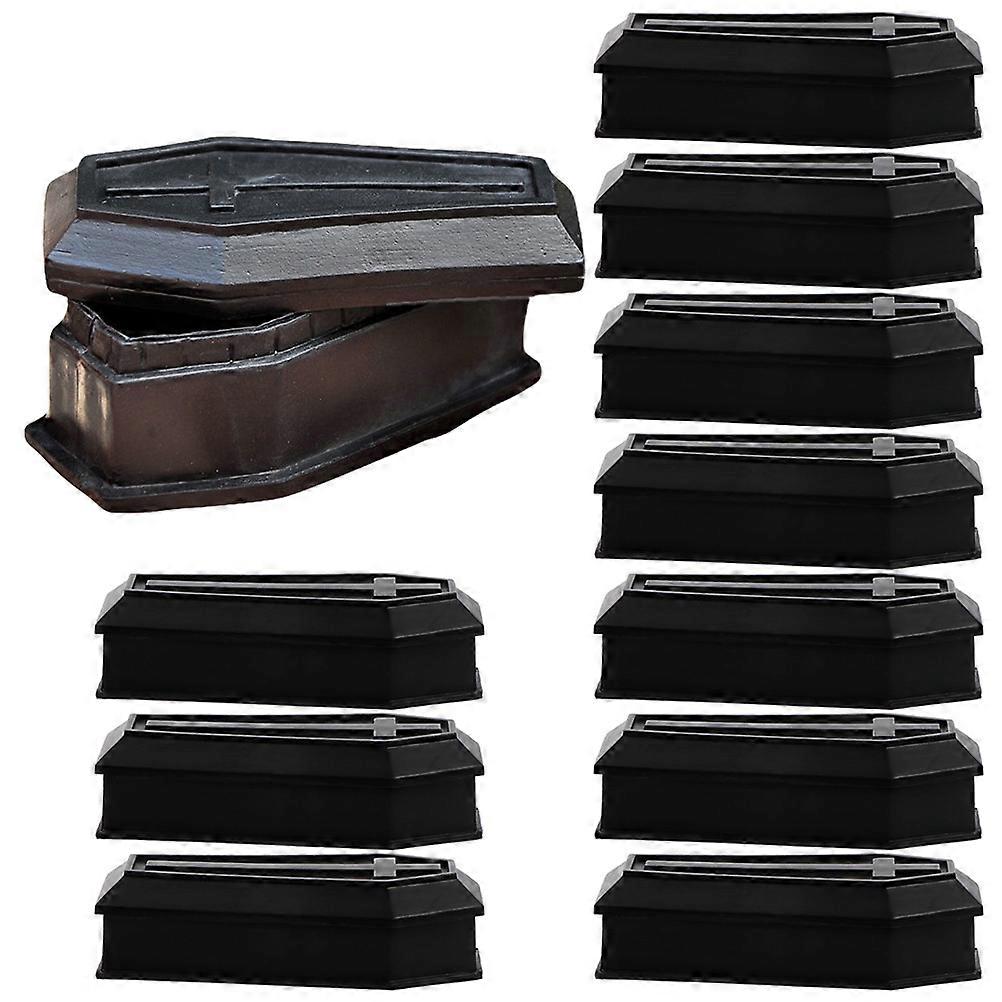 10pcs Small Coffin Adornments Halloween Candy Box Tabletop Black Coffin Model