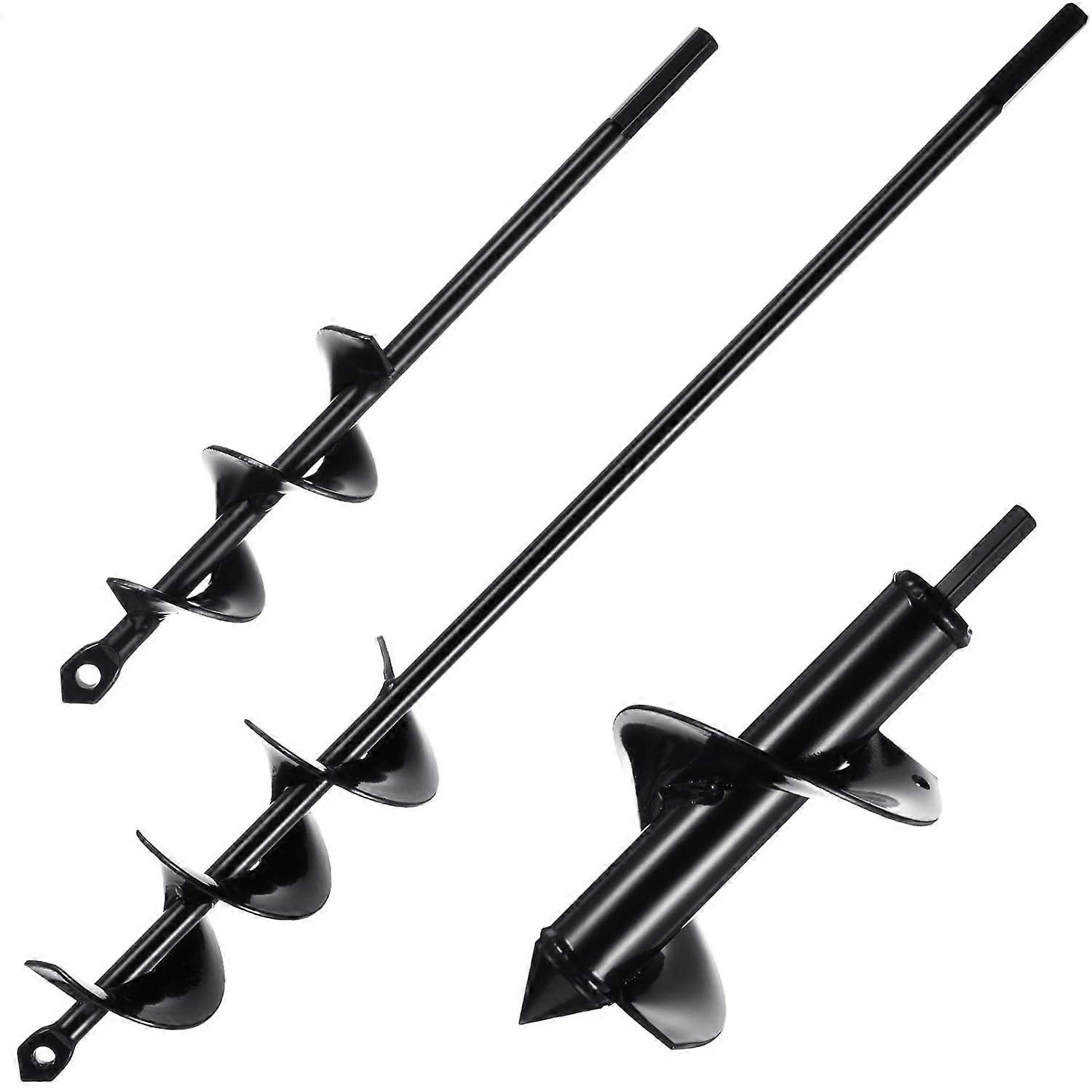 3 peças jardim Auger broca brocas para plantar jardim Auger espiral broca broca rápida plantador (preto, 1.6x9 polegadas / 1.8x14.6 polegadas / 3x7 polegadas)