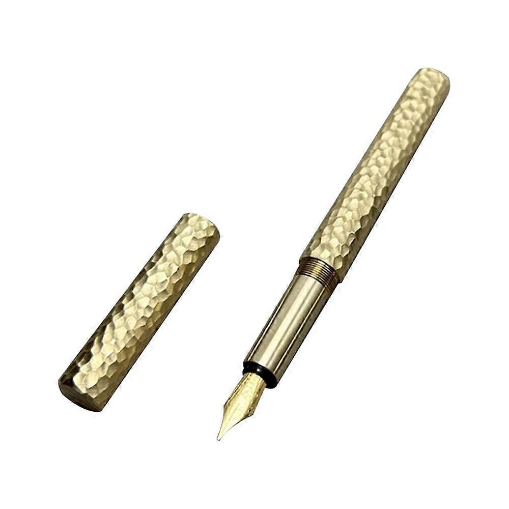 Handmade Brass Hammer Patterned Fountain Pen Metal Blade F 0.5mm Nib