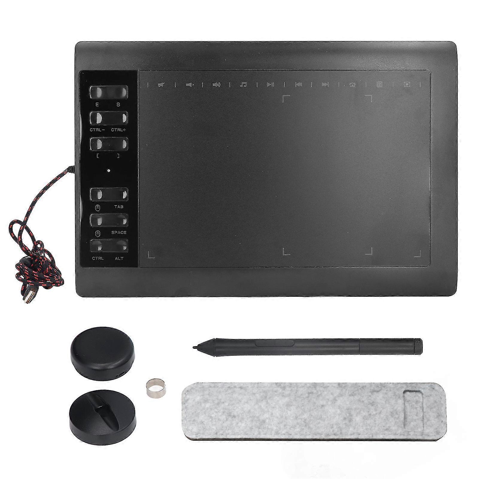 Graphics Drawing Tablet 233PPS 5080LPI 8192 Level Pressure Sensitivity Graphics Tablet for Desktop Laptop Mobile Phone Black