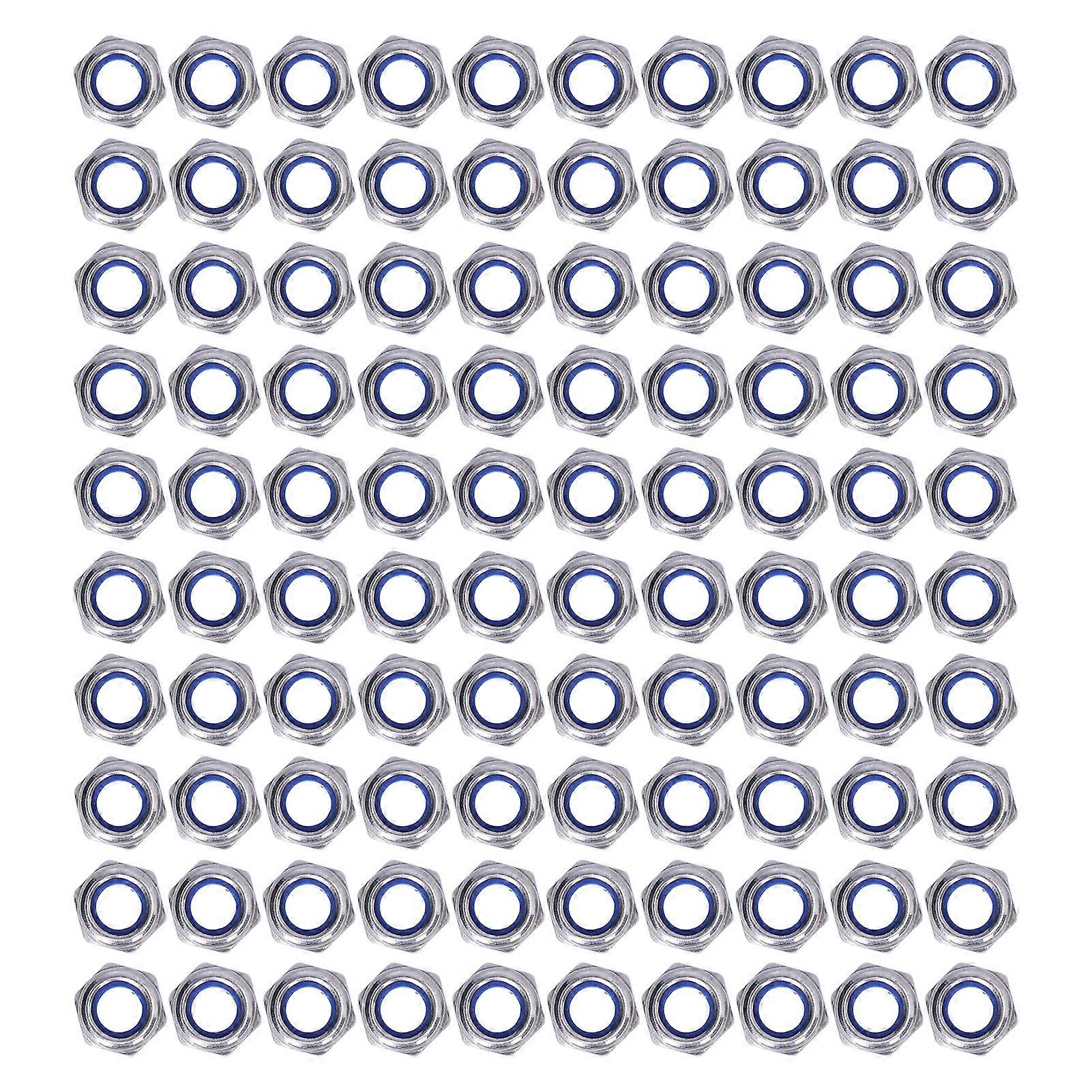 100Pcs Nylon Insert Lock Nut Locknut Stainless Steel Fastener Set Kit for MaintenanceM5
