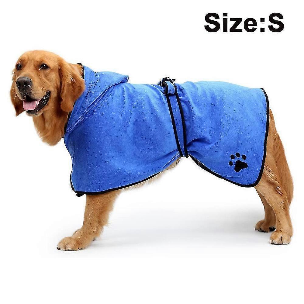 dog bathrobe soft super absorbent microfiber dog drying towel,blue,s