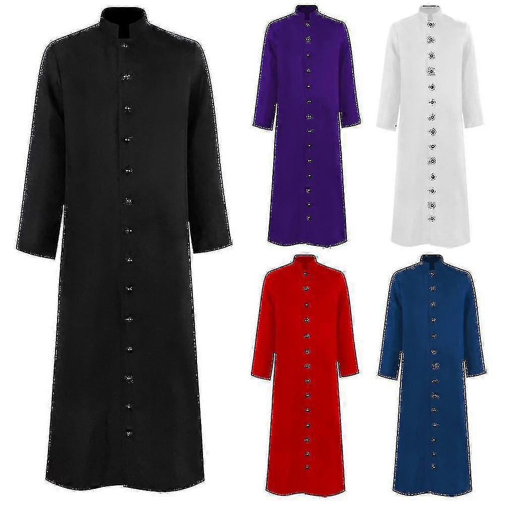 Nya kyrkan Präst Trench Jacket Cassock Prästerskap Robe Predikant Män Liturgisk Stand Krage Enkelknäppt Minister Kör Jm5-2